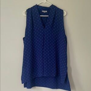 Chic Blue Polka Dot Sleeveless Blouse
